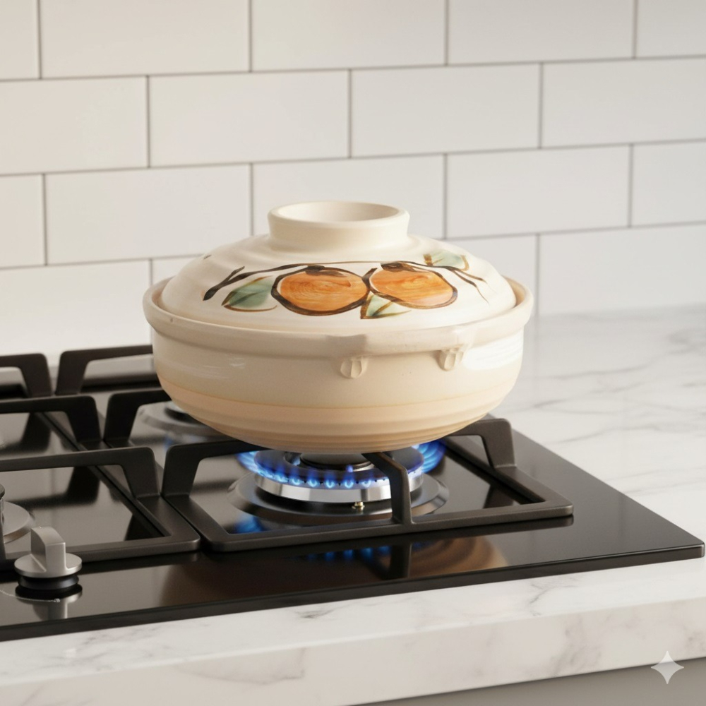 日本 山又窯 古風 古典紋 深型土鍋 6號（桔梗.柿子）兩款-細節圖3