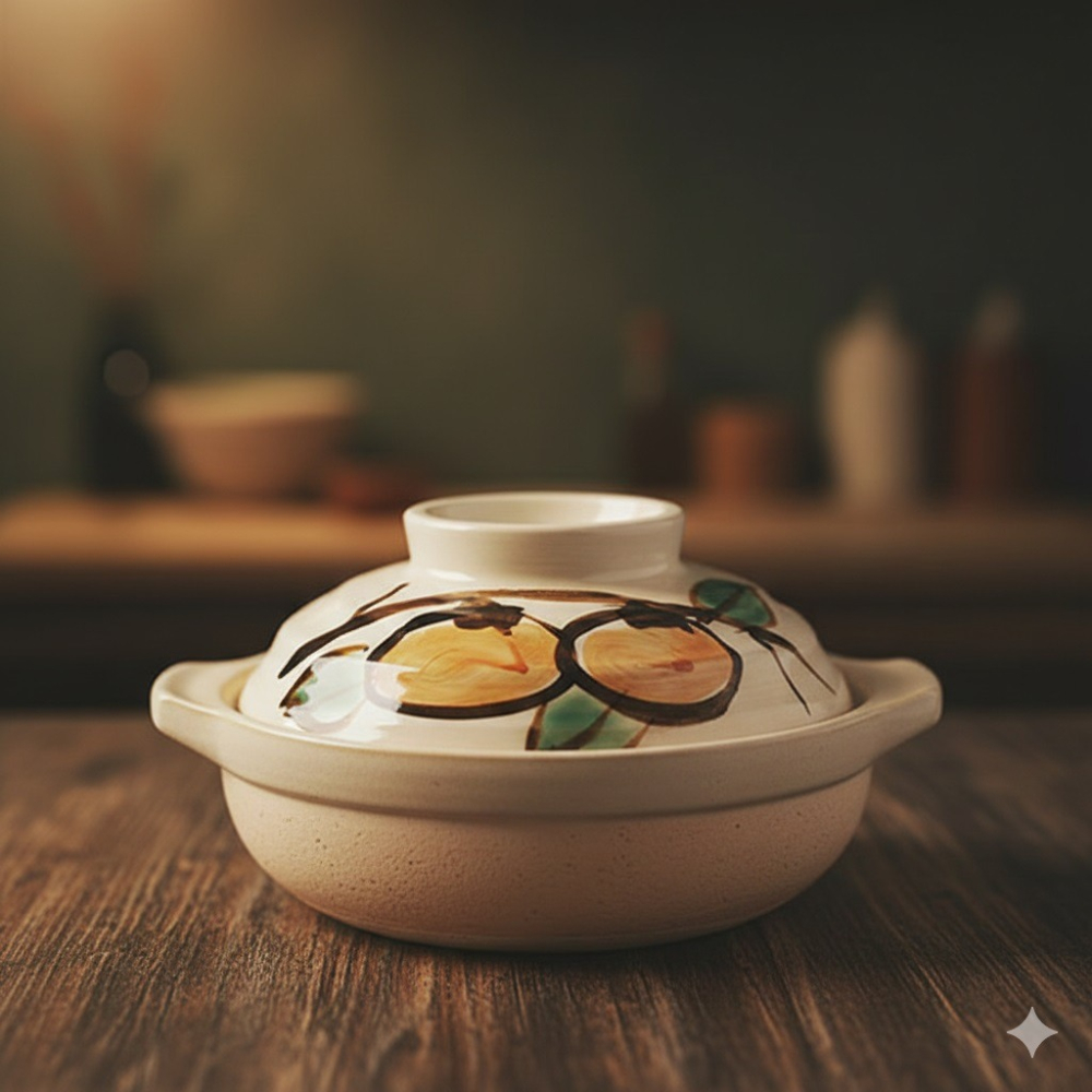 日本 山又窯 古風 古典紋 深型土鍋 6號（桔梗.柿子）兩款-細節圖5