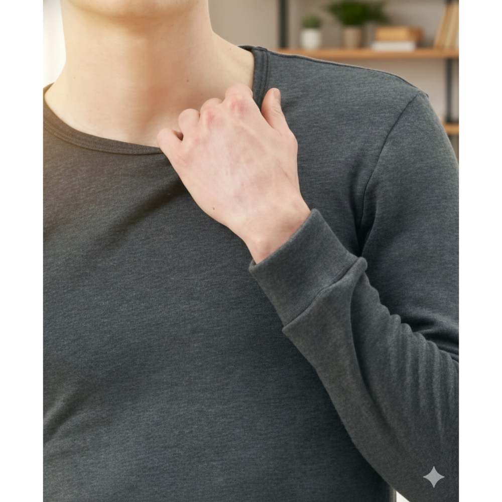 日本 as匠技 吸濕發熱 柔軟親膚 極暖長袖圓領衫(黑.淺灰)兩色-細節圖5