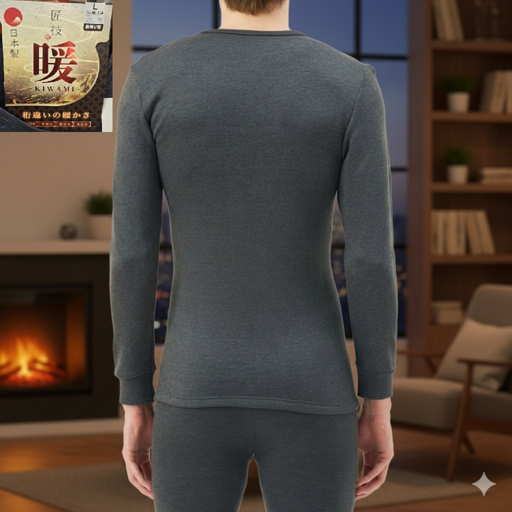 日本 as匠技 吸濕發熱 柔軟親膚 極暖長袖圓領衫(黑.淺灰)兩色-細節圖6