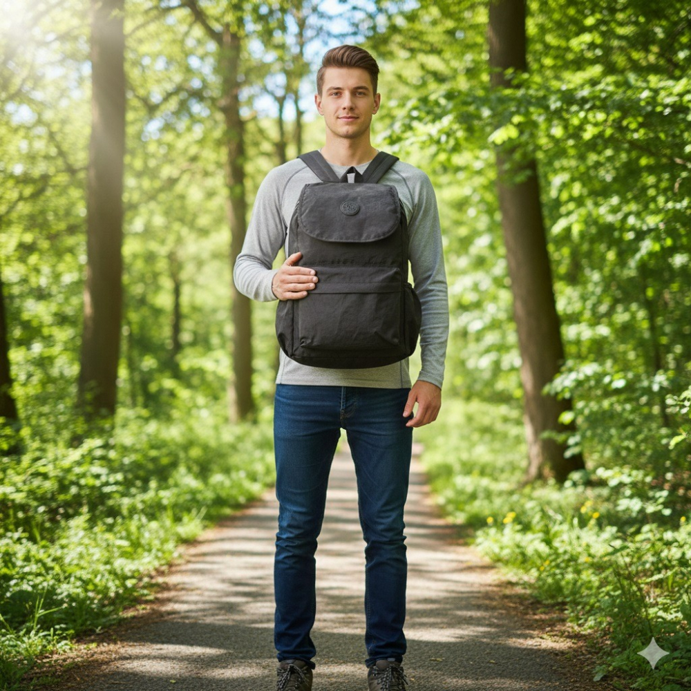 日本RUCKSACK多功能輕量通勤通學旅行購物折疊後背包(藍黑)2色-細節圖5