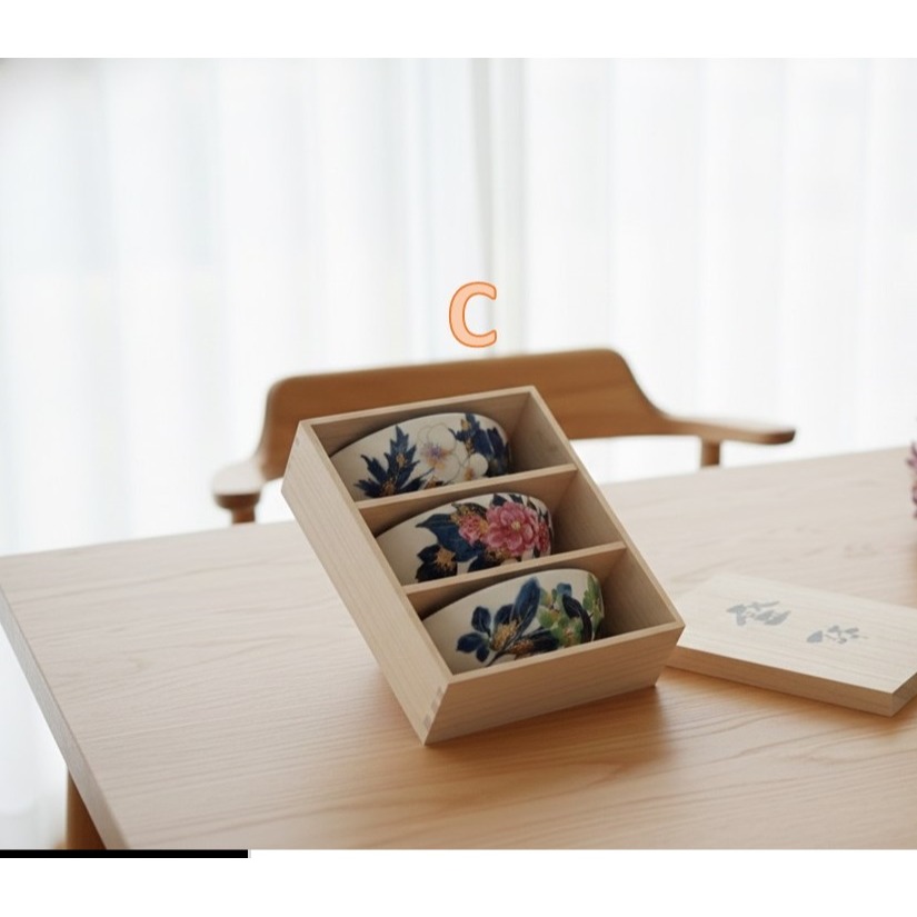 日本 美濃燒 木製盒裝 復古風實用美學 3 入缽組(A.B.C)三種-細節圖2