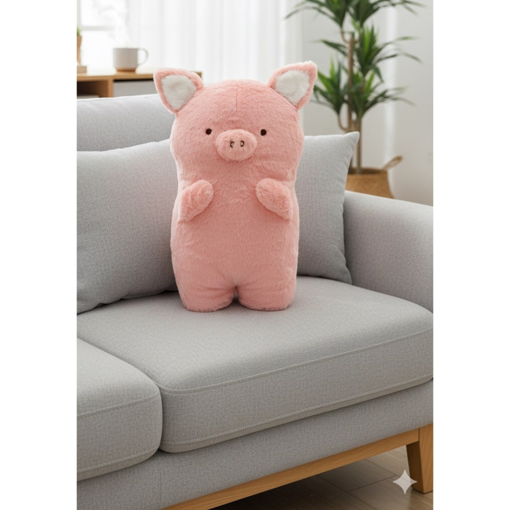 日本 療癒可愛動物造型站姿 靠墊 抱枕(狸貓.小豬.水豚君)三組-細節圖7