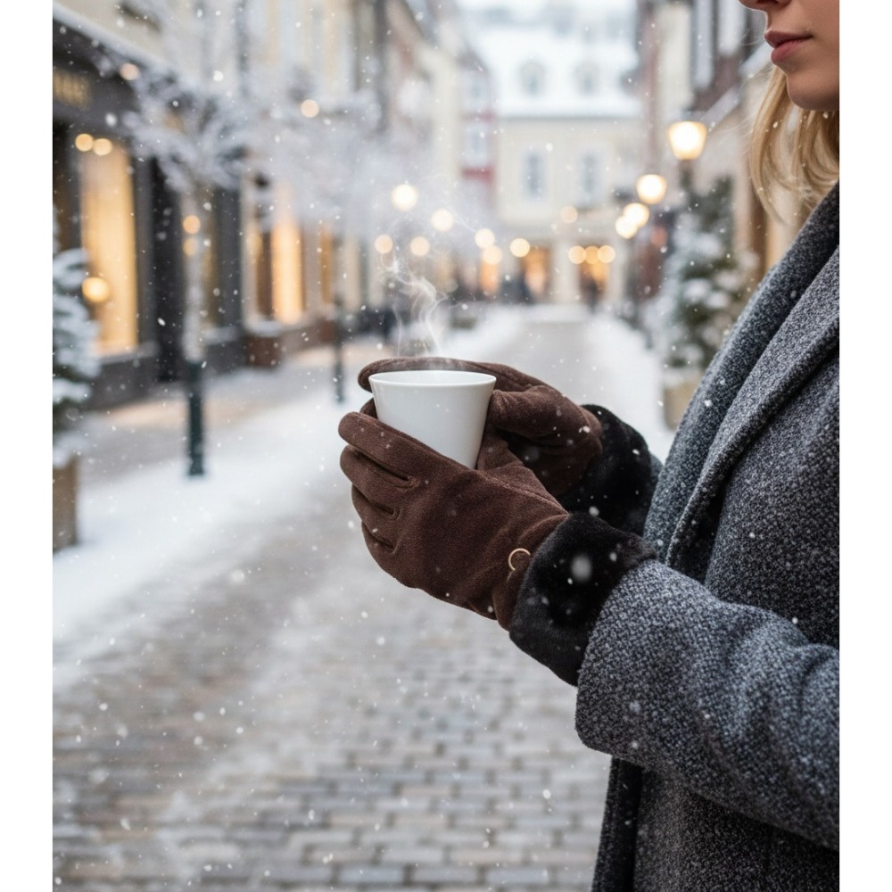 日本製blamc 防風防寒 時尚保暖 輕暖絨布 親膚手套(黑.咖.灰)兩入特價-細節圖2