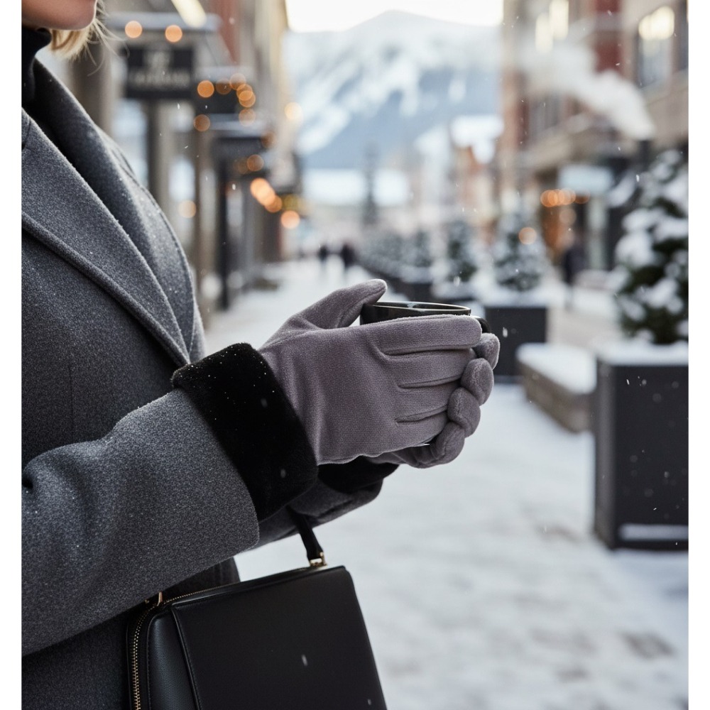 日本製blamc 防風防寒 時尚保暖 輕暖絨布 親膚手套(黑.咖.灰)兩入特價-細節圖3