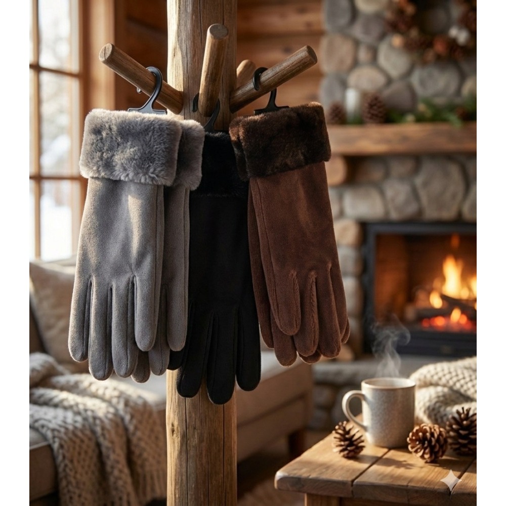 日本製blamc 防風防寒 時尚保暖 輕暖絨布 親膚手套(黑.咖.灰)兩入特價-細節圖4