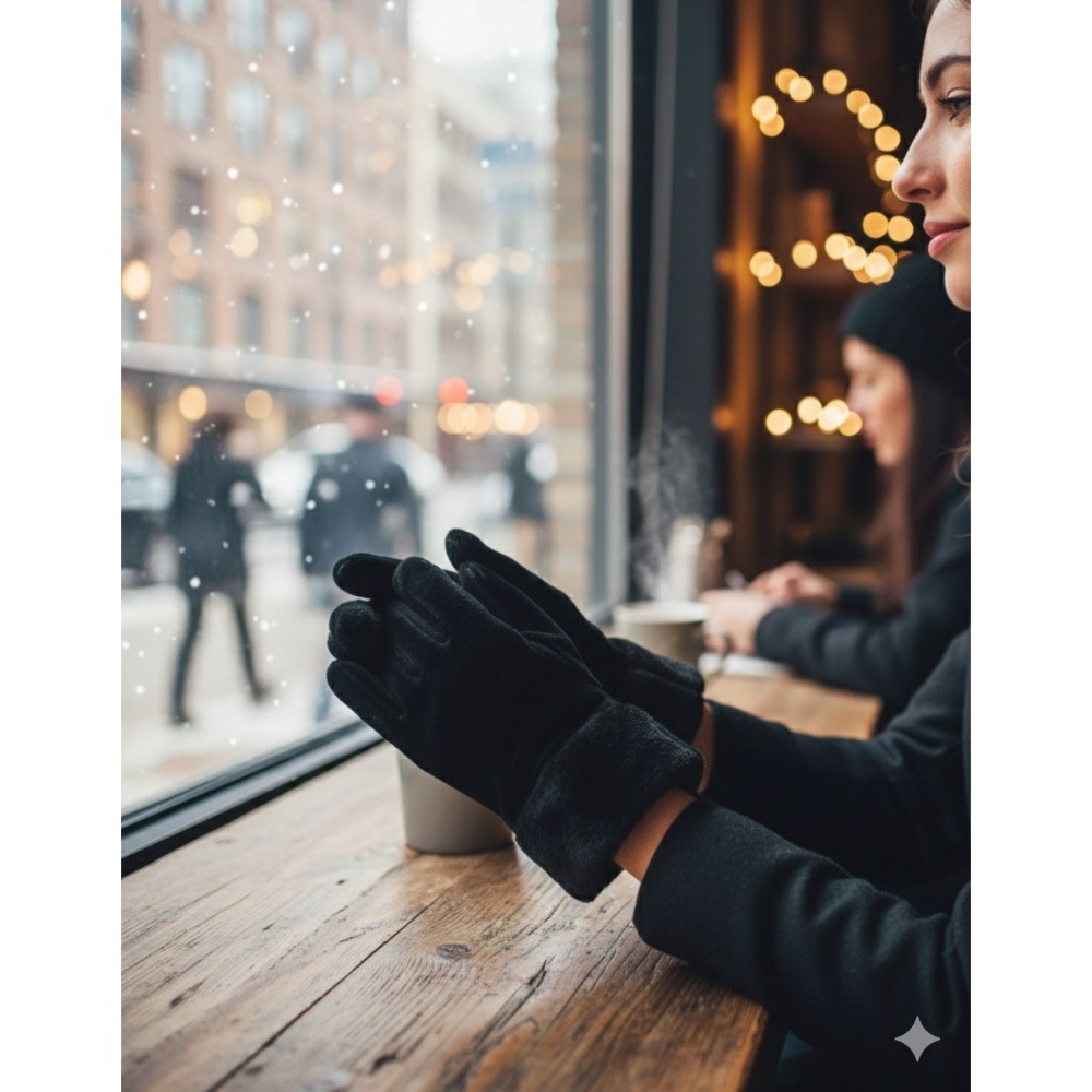 日本製blamc 防風防寒 時尚保暖 輕暖絨布 親膚手套(黑.咖.灰)兩入特價-細節圖5
