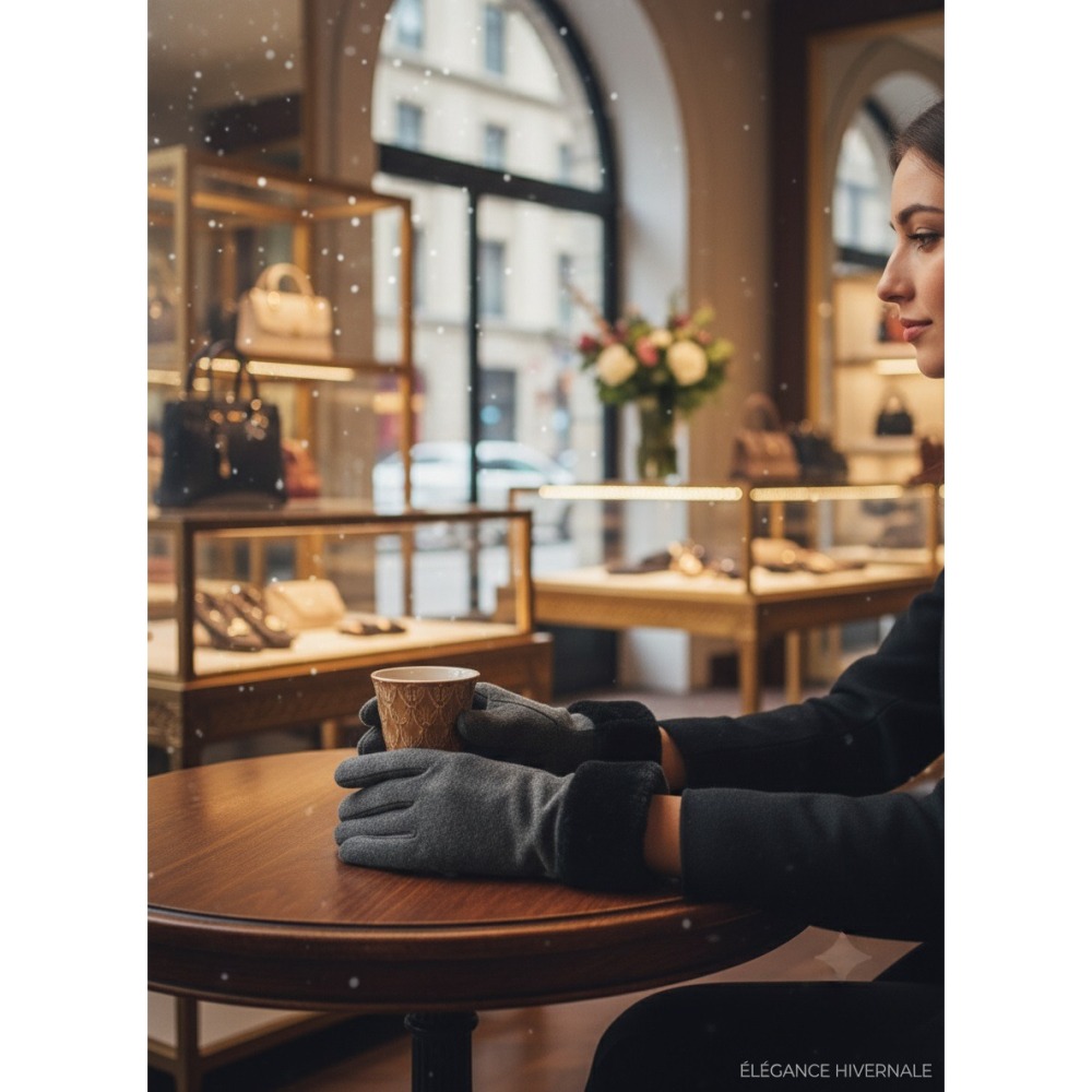 日本製blamc 防風防寒 時尚保暖 輕暖絨布 親膚手套(黑.咖.灰)兩入特價-細節圖6