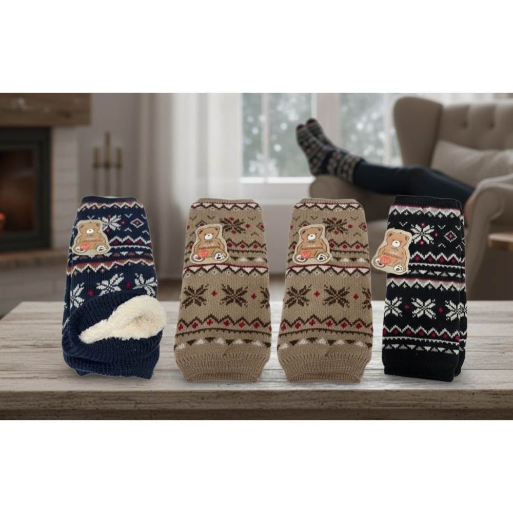 日本 Streamv雪花 內層柔暖絨毛 防寒抗冷厚款腿部保暖套(米.藍.黑)三色-細節圖4