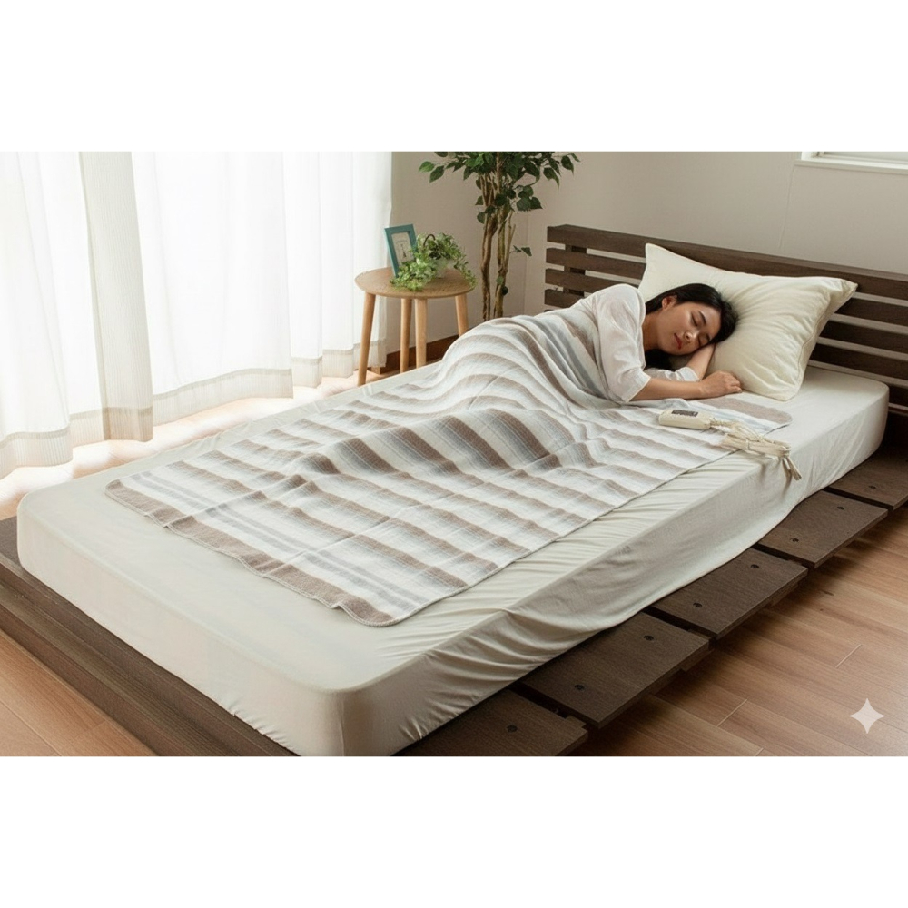 日本 Sugiyama暖到心坎裡 舒眠型 極致省電 全機水洗 電熱毯(體積過大盒子繪拆)-細節圖2