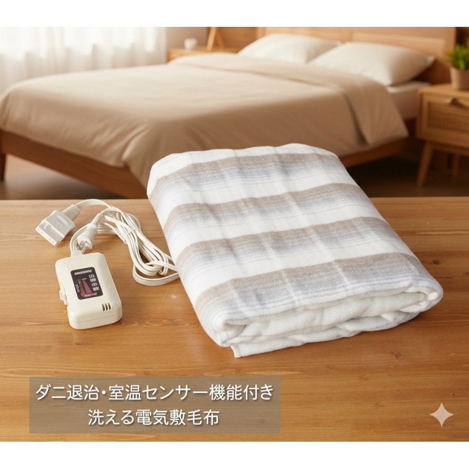 日本 Sugiyama暖到心坎裡 舒眠型 極致省電 全機水洗 電熱毯(體積過大盒子繪拆)-細節圖8