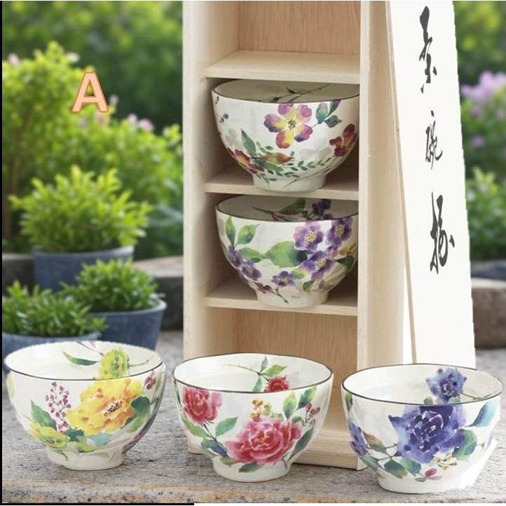 日本美濃燒用職人之手溫暖你的日常食光手工雅緻五入木盒碗組A.B.C.D四種-細節圖2