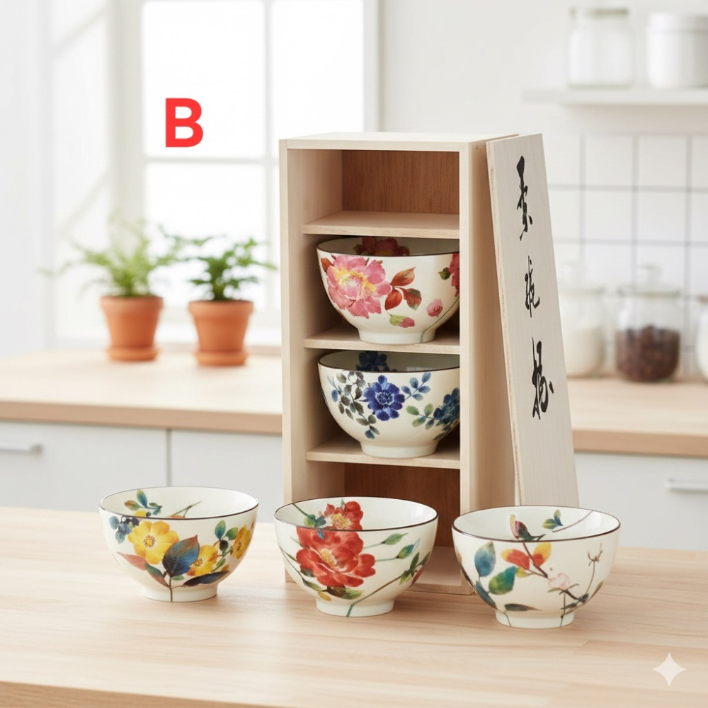 日本美濃燒用職人之手溫暖你的日常食光手工雅緻五入木盒碗組A.B.C.D四種-細節圖3