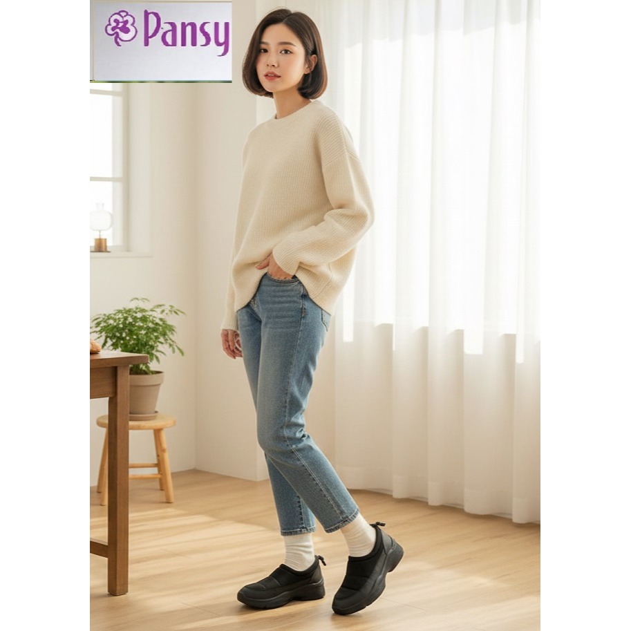 日本PANSY 超輕量好走、防滑、超顯腿長厚底休閒女鞋(經典黑.溫柔米)兩色-細節圖2