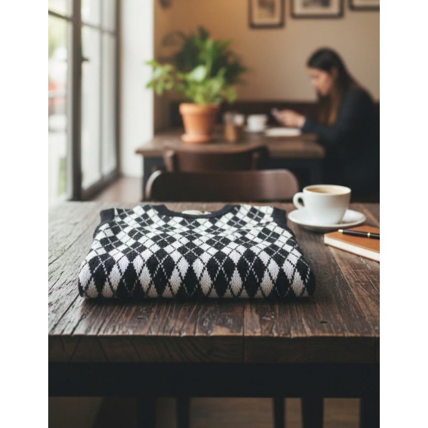 日本 經典菱格紋質感伸縮背心 穿出優雅層次感(黑.藍.紅)特價-細節圖5