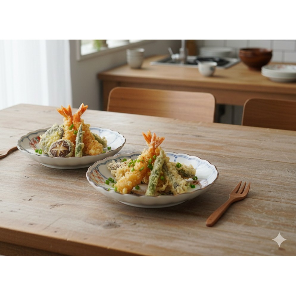 日本波佐見燒 職人手繪質感 染錦輪連結 菊型 2入盤-細節圖6