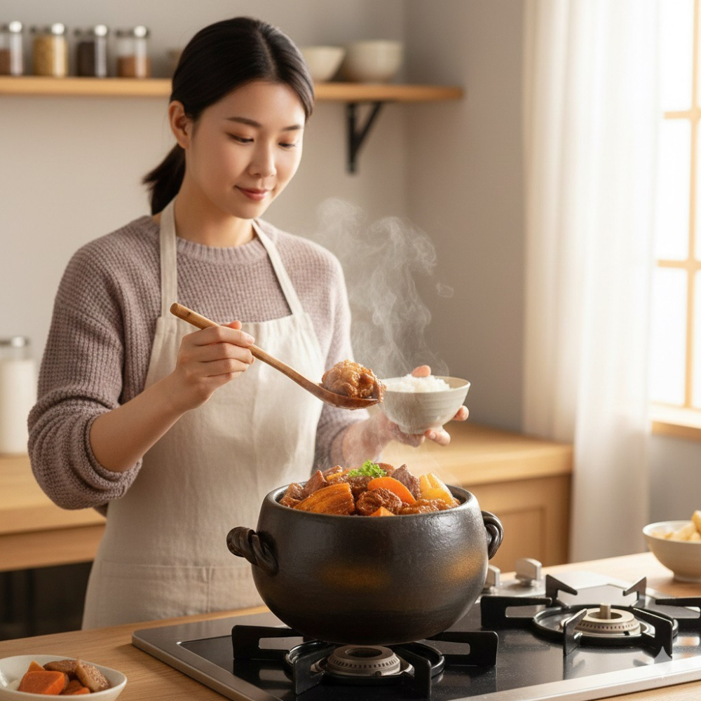 日本 伊賀風 土鍋萬古燒 直火可用達摩造型5合黑吹飯鍋-細節圖5