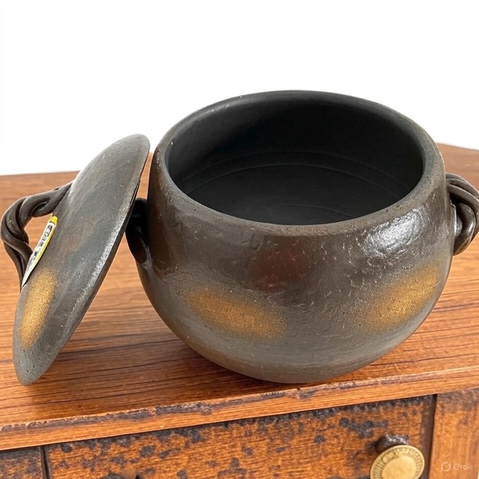 日本 伊賀風 土鍋萬古燒 直火可用達摩造型5合黑吹飯鍋-細節圖8