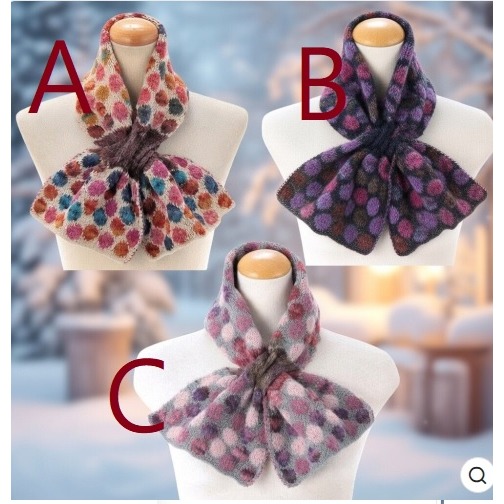 日本Etoile 刺繡水玉 保暖 頸間的溫柔守護經典圍巾 圍脖(A.B.C)三色-細節圖4
