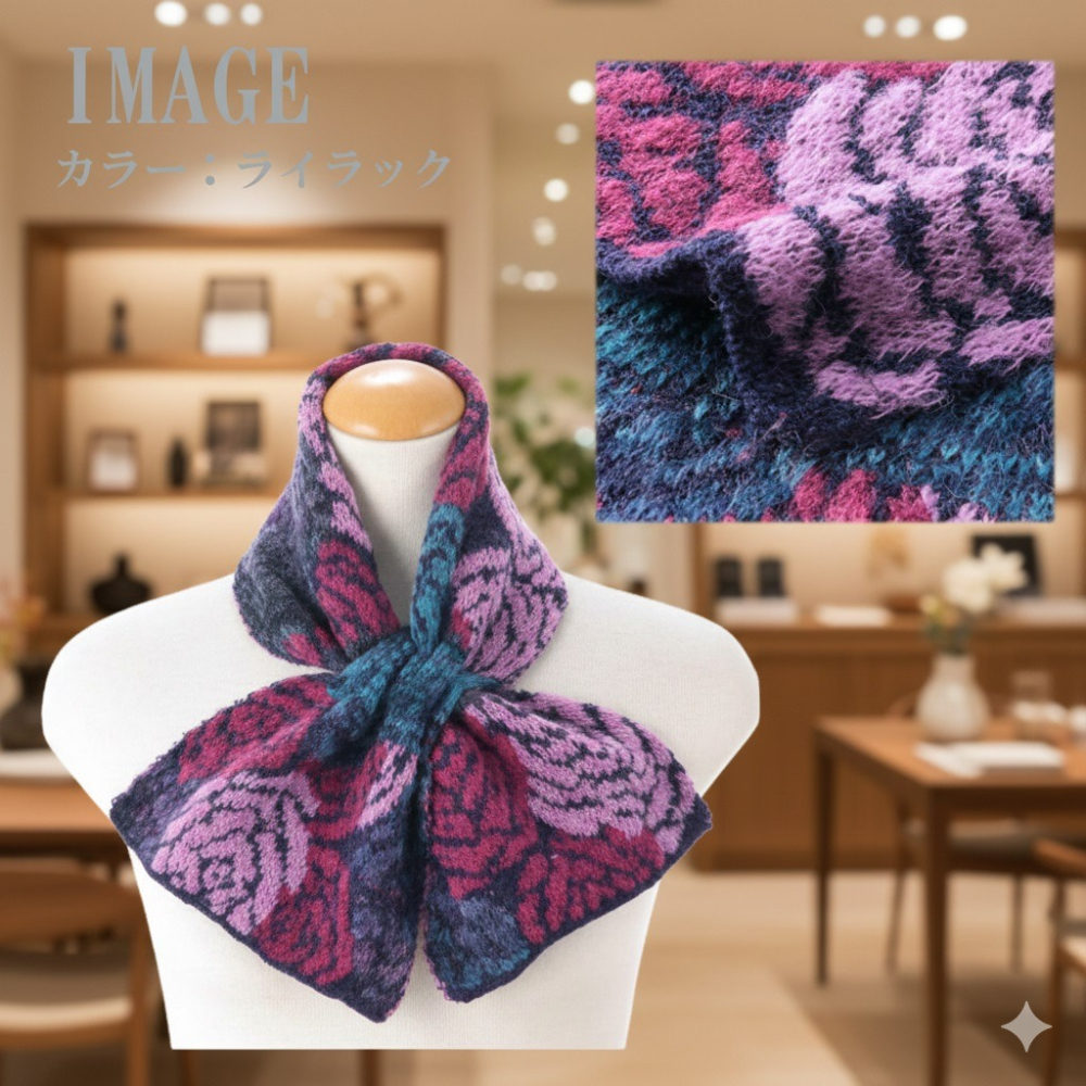 日本Etoile 刺繡花柄 保暖 頸間的溫柔守護經典圍巾 圍脖(A.B.C)三色-細節圖4