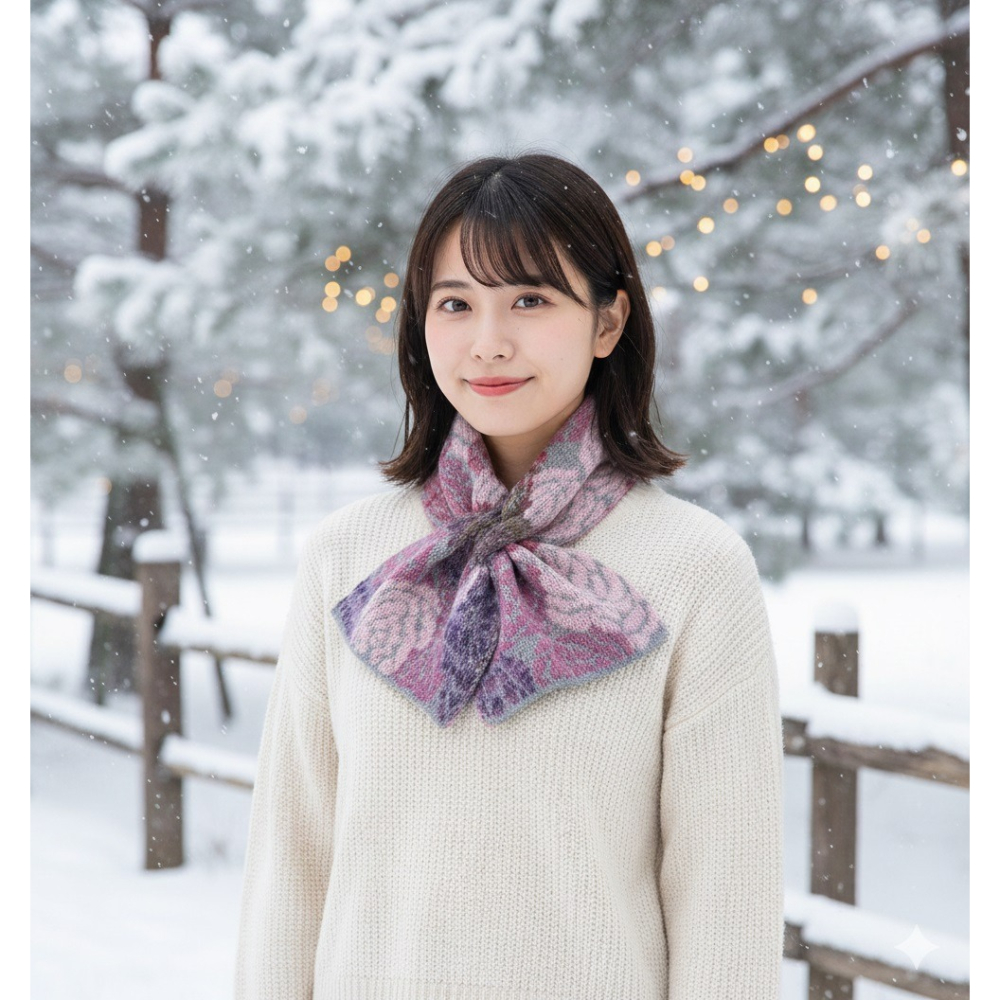日本Etoile 刺繡花柄 保暖 頸間的溫柔守護經典圍巾 圍脖(A.B.C)三色-細節圖6
