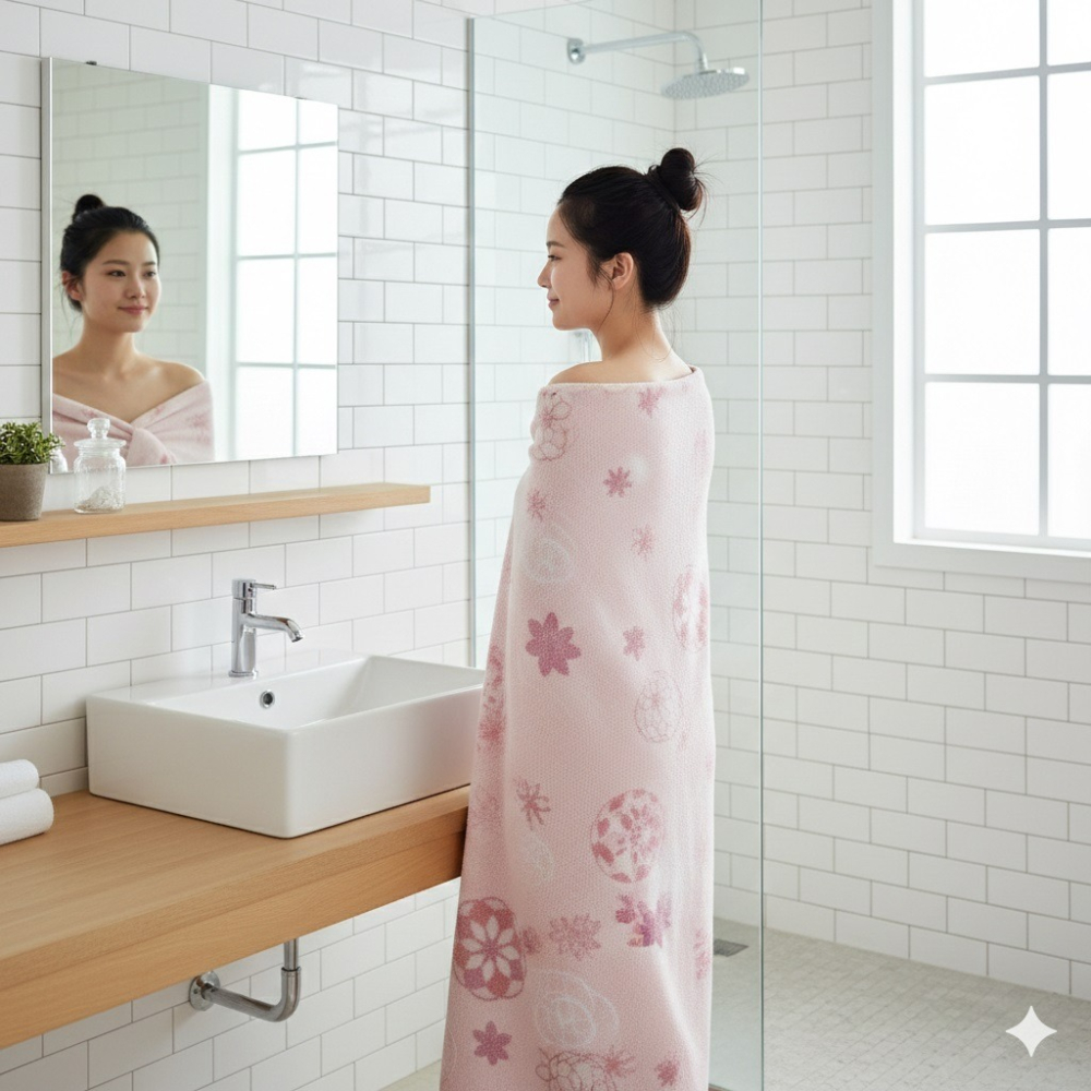 日本京都西川多功能與超值感大判浴巾 櫻花毛巾被(禮盒組) 特價限量搶購中(體積過大寄貨拆盒子1次下單一條)-細節圖2