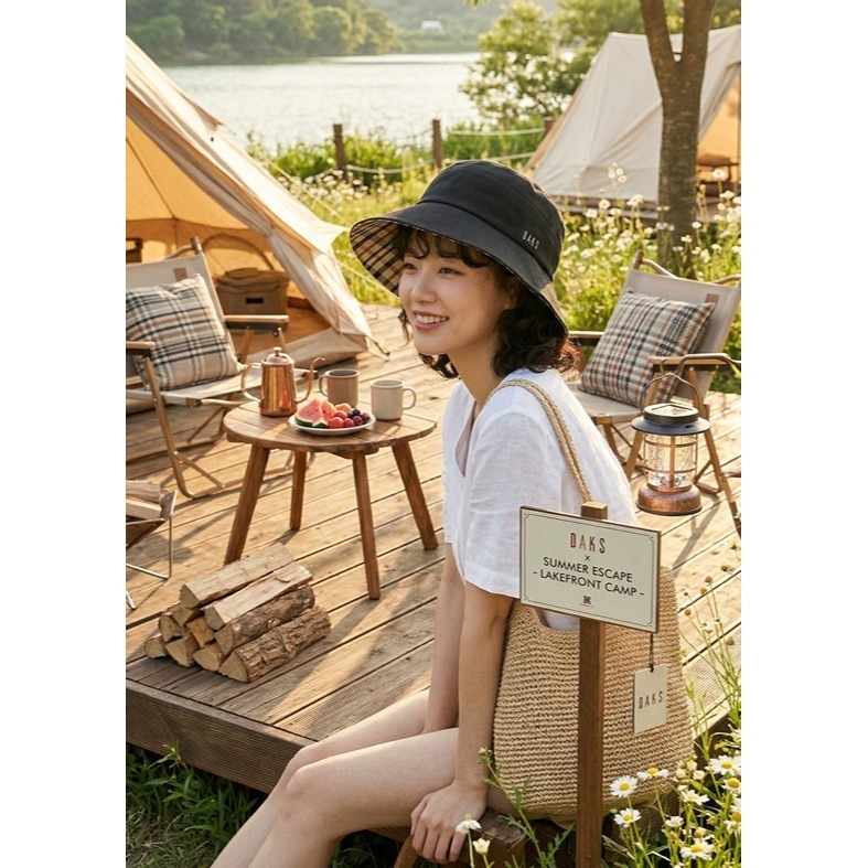 日本 DAKS英倫優雅 無懼烈日春夏輕盈抗 UV 遮陽 休閒帽(粉紫.藍.米)三色-細節圖2