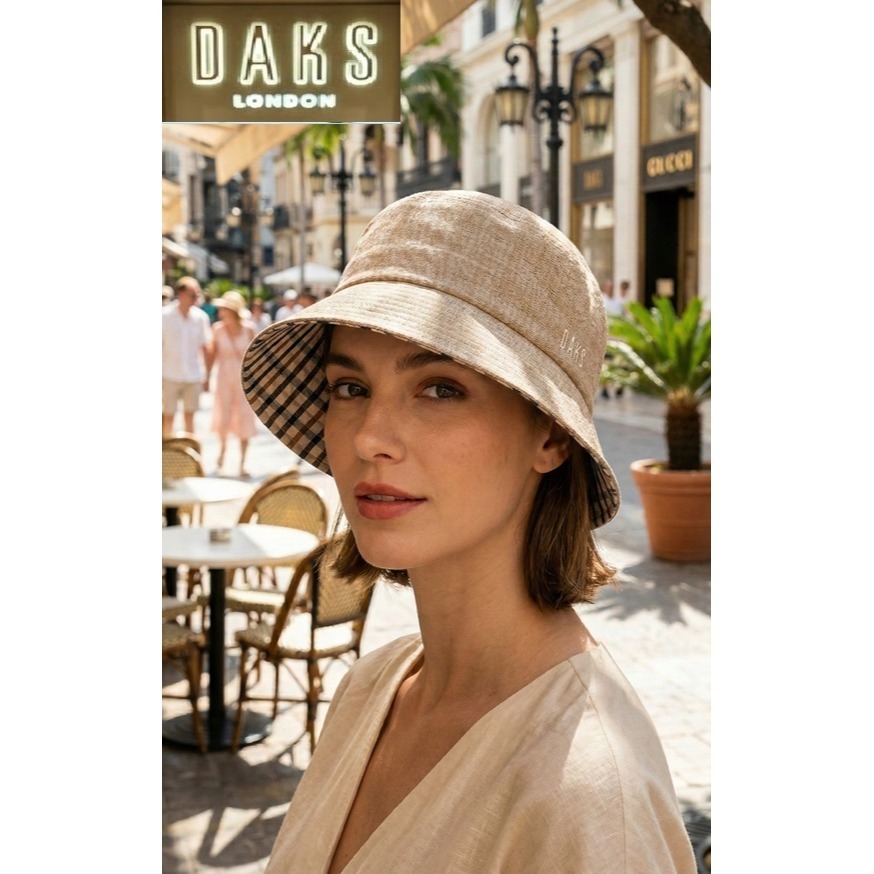 日本 DAKS英倫優雅 無懼烈日春夏輕盈抗 UV 遮陽 休閒帽(粉紫.藍.米)三色-細節圖3