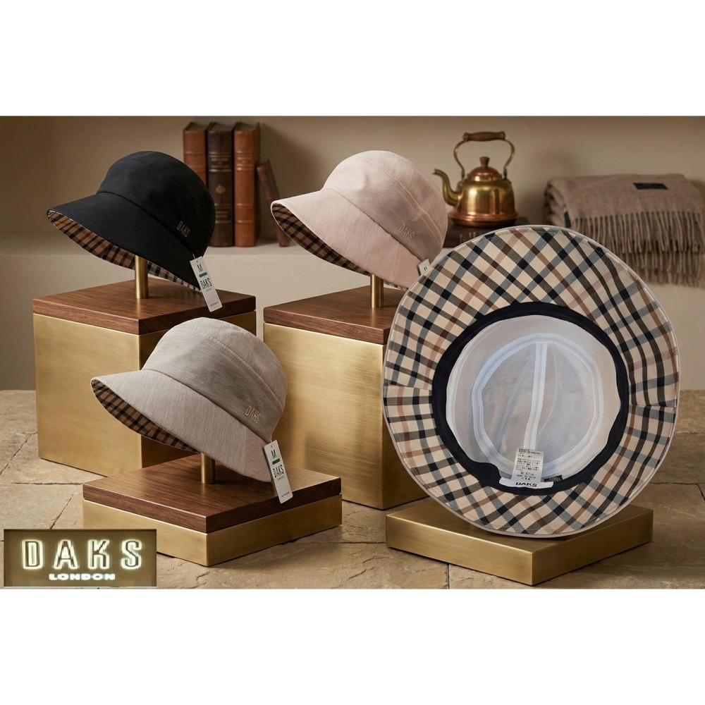 日本 DAKS英倫優雅 無懼烈日春夏輕盈抗 UV 遮陽 休閒帽(粉紫.藍.米)三色-細節圖4