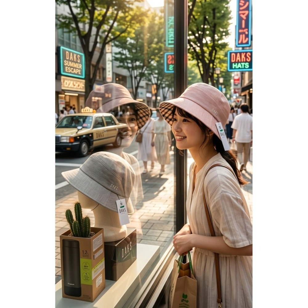 日本 DAKS英倫優雅 無懼烈日春夏輕盈抗 UV 遮陽 休閒帽(粉紫.藍.米)三色-細節圖9