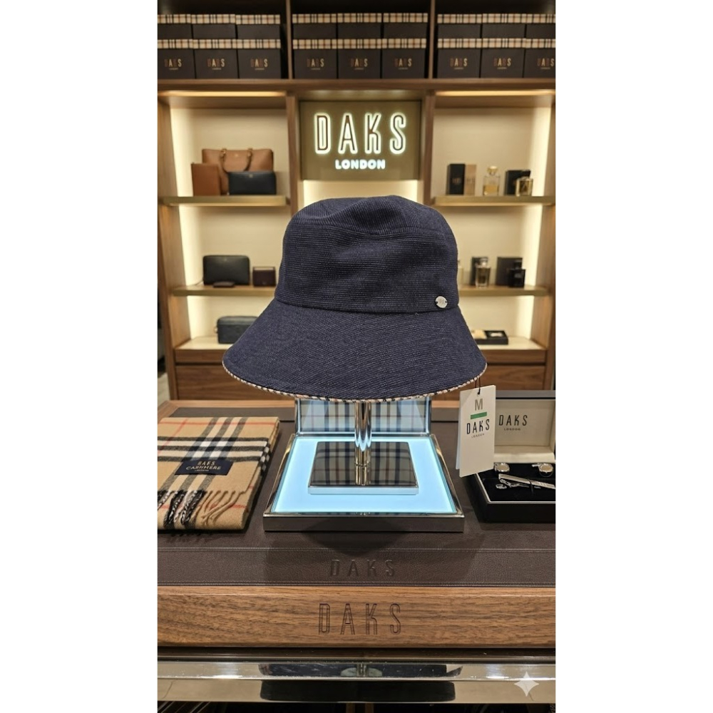 日本 DAKS英倫 春夏丹寧都會風 抗uv寬簷漁夫帽(粉.藍.米) 三色-細節圖6