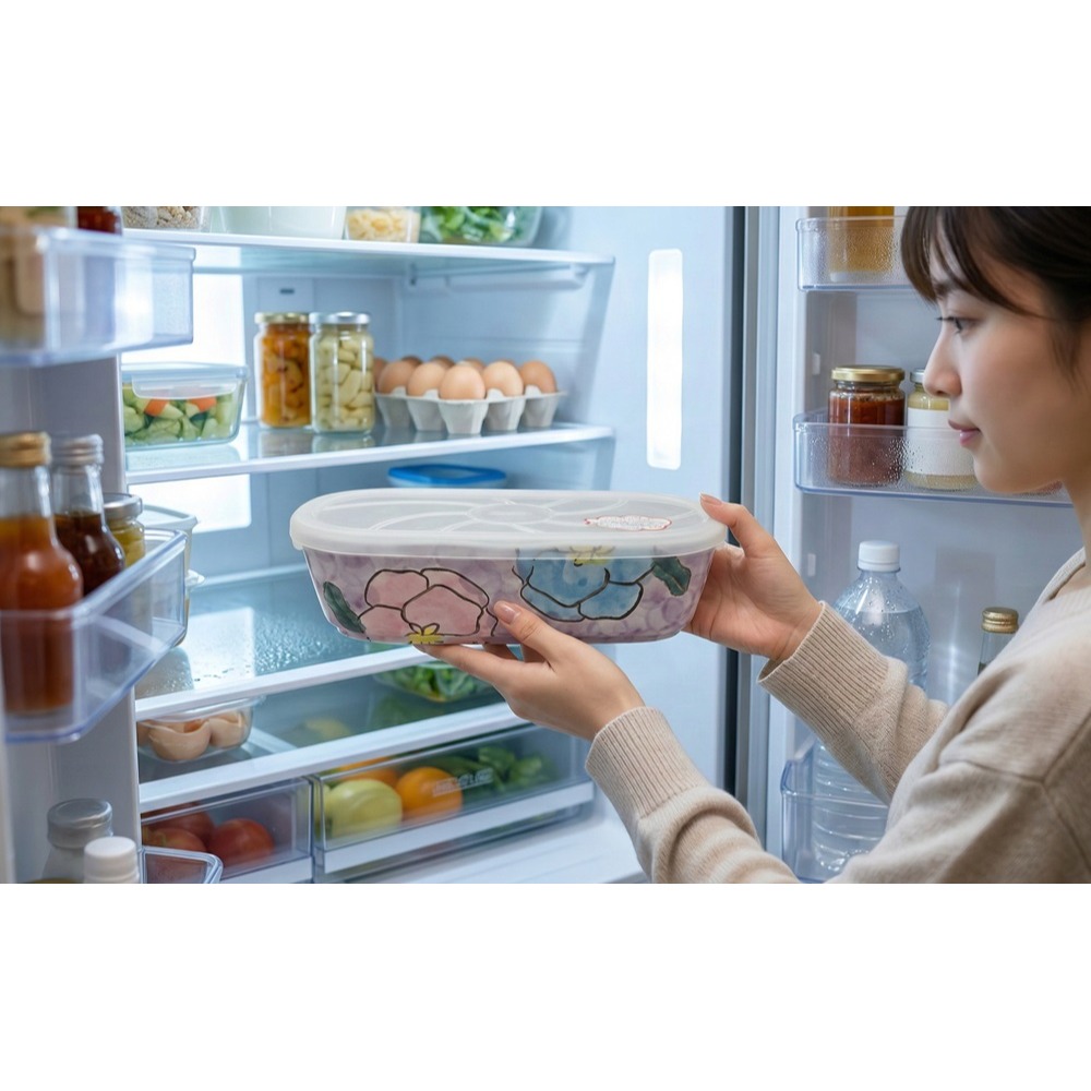 日本 有田燒 好清洗 不殘留異味 可微波 兩間隔保鮮盒-細節圖2