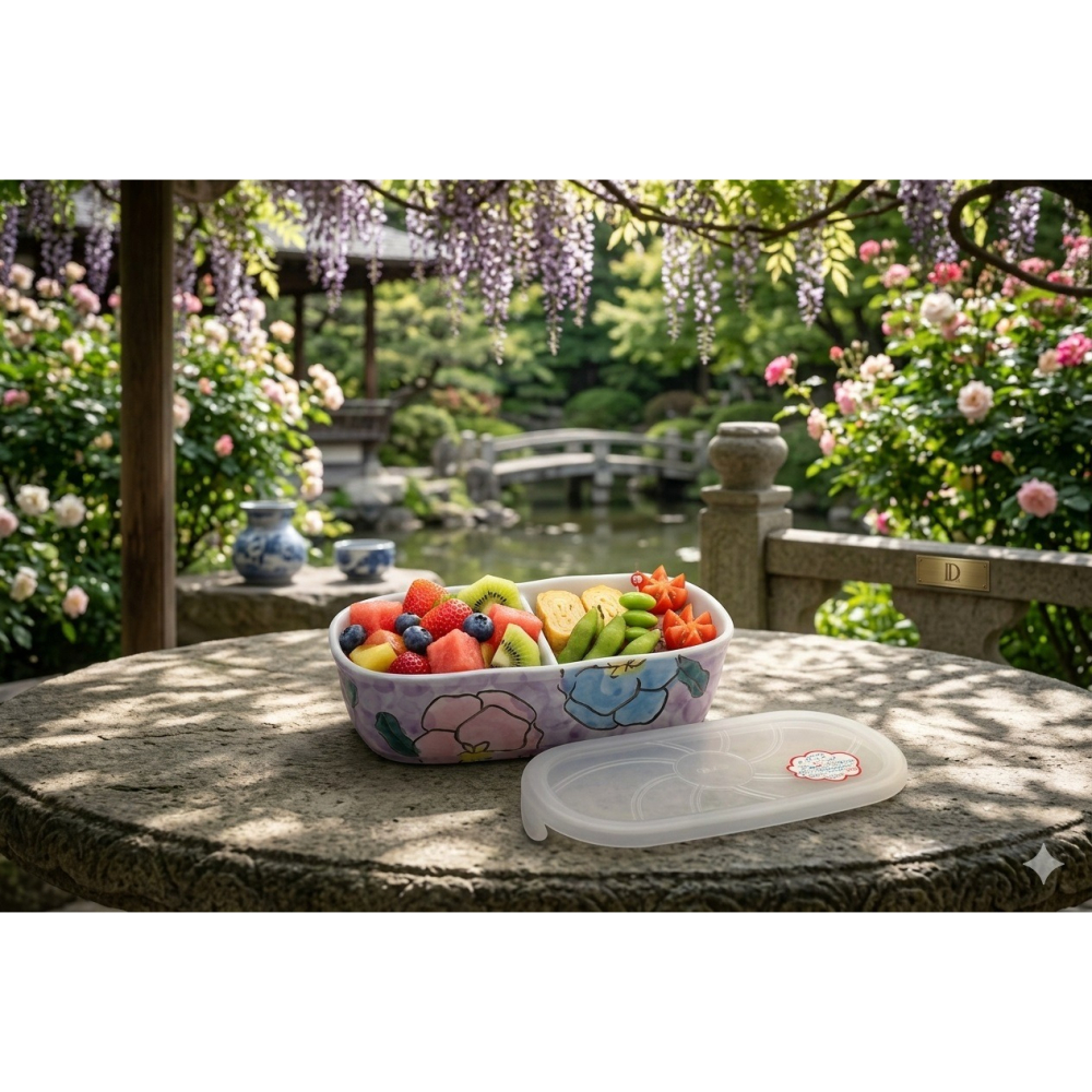 日本 有田燒 好清洗 不殘留異味 可微波 兩間隔保鮮盒-細節圖4