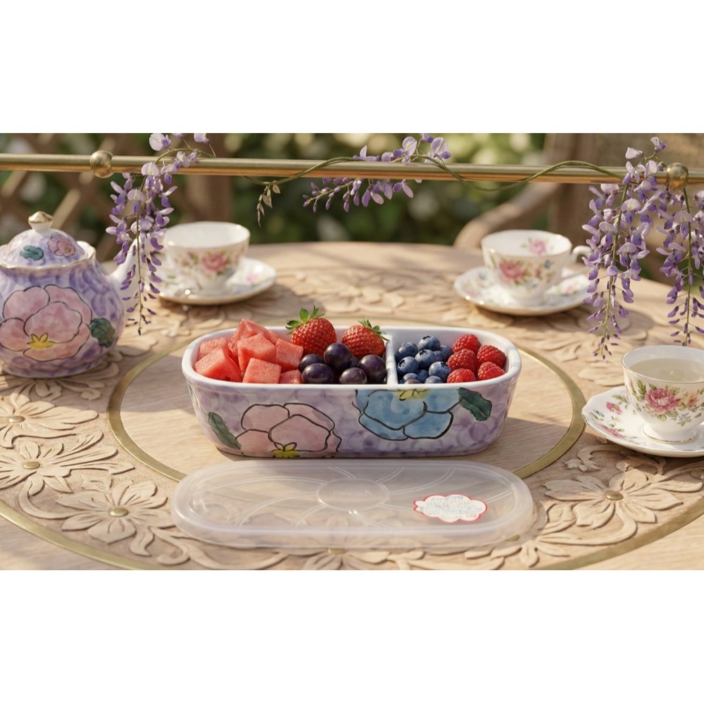 日本 有田燒 好清洗 不殘留異味 可微波 兩間隔保鮮盒-細節圖7