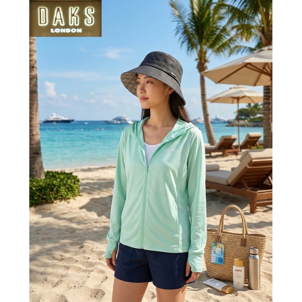 日本 DAKS皇室級優雅可調式帽圍設計春夏抗UV寬帽簷遮陽帽(黑米)兩色-細節圖3