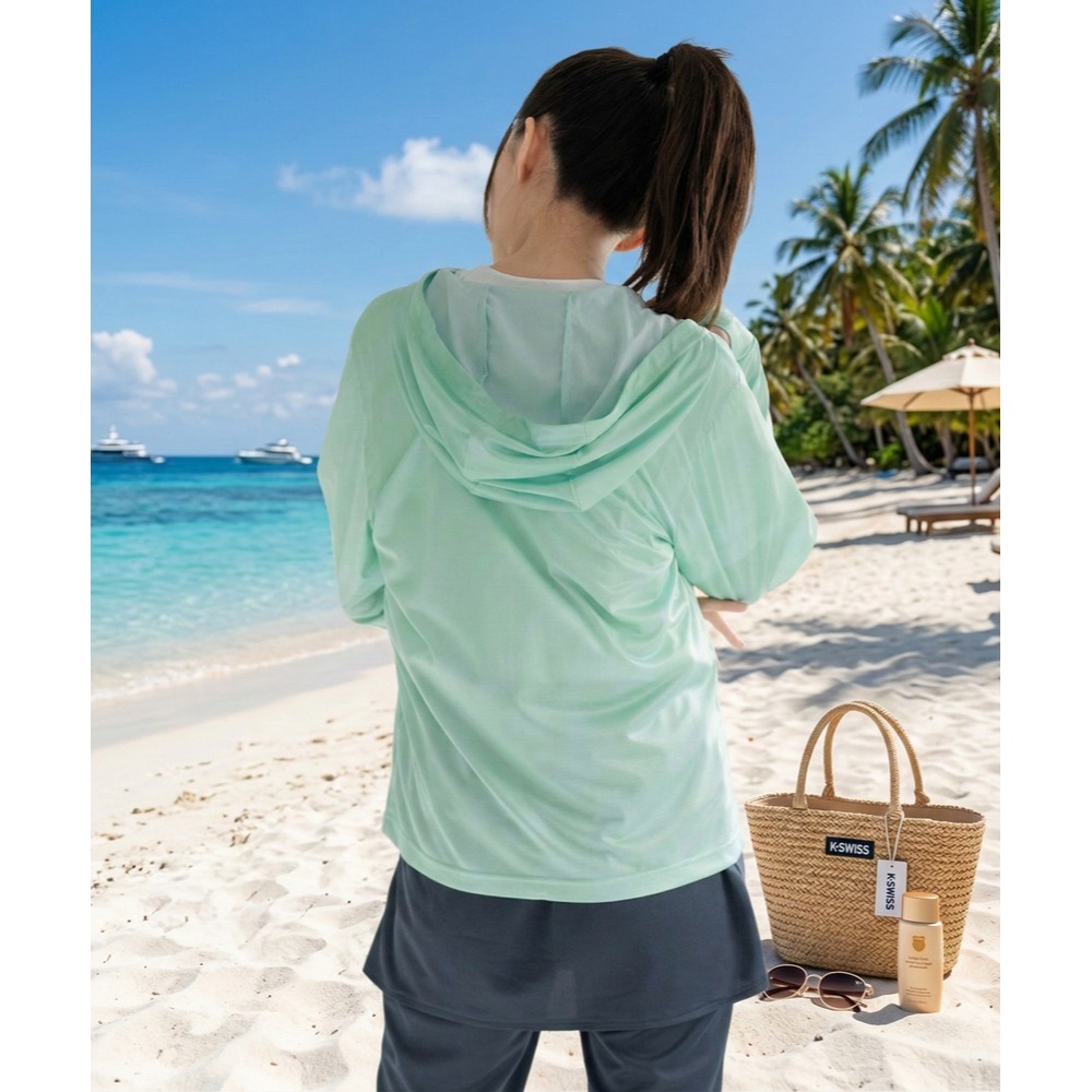 日本K-SWISS 專業機能 夢幻渲染抗UV吸濕排汗防曬外套(水藍.綠.粉)三色-細節圖8