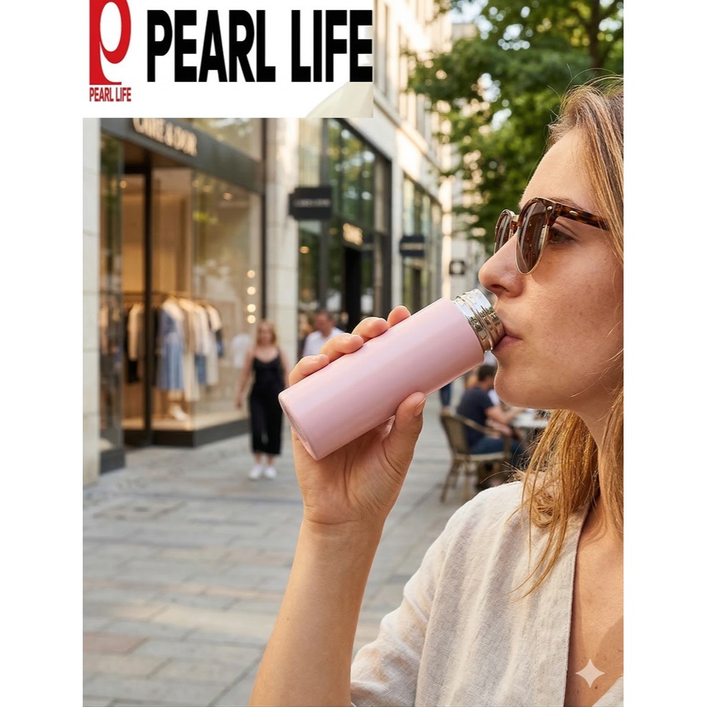 日本Pearl隨身潤喉小助手 附夾扣設計 不鏽鋼保溫瓶(綠.粉)兩色-細節圖2