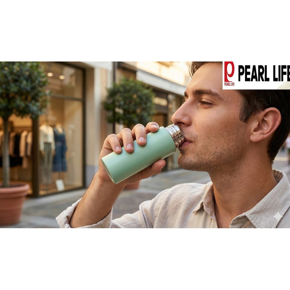 日本Pearl隨身潤喉小助手 附夾扣設計 不鏽鋼保溫瓶(綠.粉)兩色-細節圖4