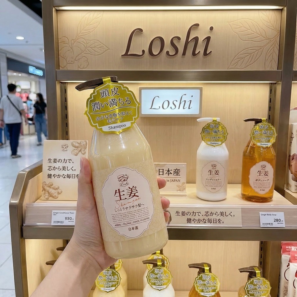 日本 Loshi 生薑洗髮精 + 沐浴乳組合(兩瓶組合組)特價-細節圖4