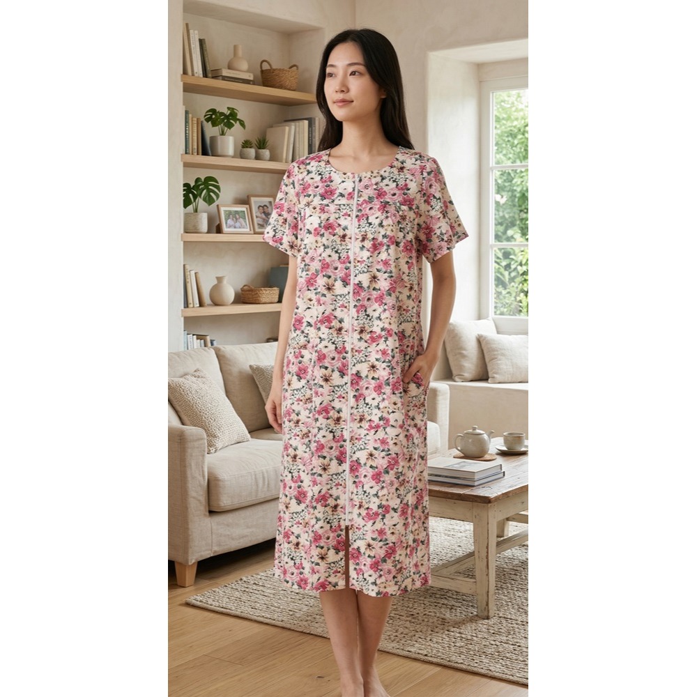 日本 Sil-S讓涼爽與時尚在宅家時光並存前拉鍊居家洋裝(A.B.C.D)四色-細節圖4