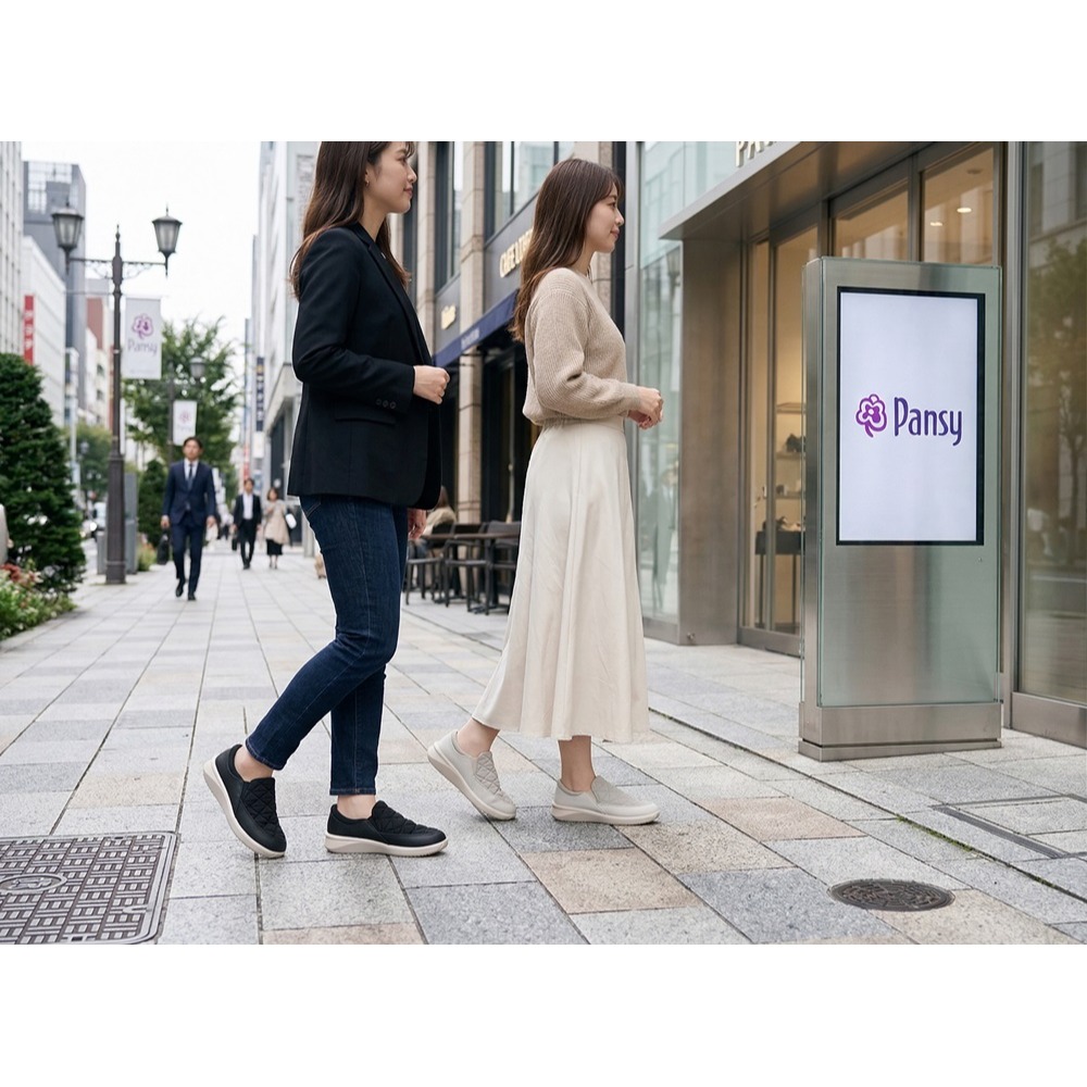 日本 Pansy輕量免綁兼具機能與美感 休閒鞋(黑.米)兩色-細節圖4