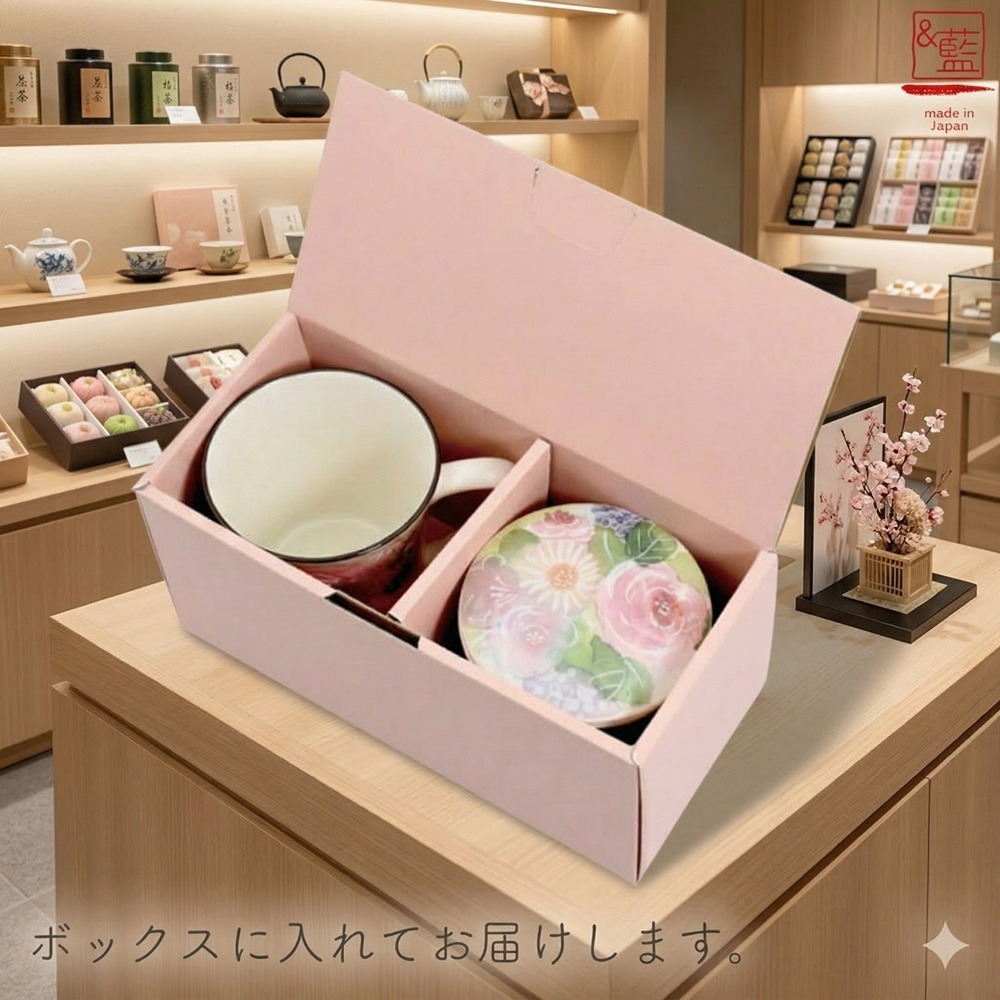 日本美濃燒 讓桌上綻放一朵永不凋謝的花繪 附蓋濾網 馬克杯(黃綠粉)三種-細節圖4