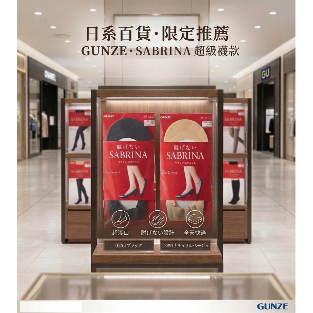 日本 GUNZE 穩定不滑落 抗菌防臭 極致透氣 淺口隱形襪(黑.膚)兩雙特價-細節圖4