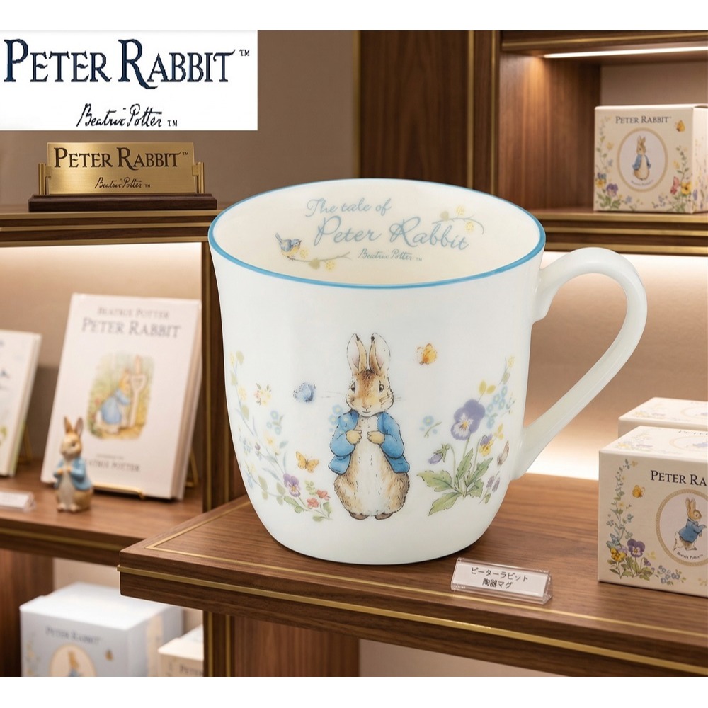 日本彼得兔 絕美碎花 英倫童話風 馬克杯(藍.橘)兩色-細節圖2