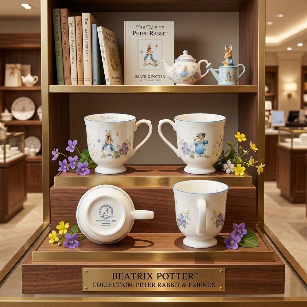 日本彼得兔 絕美碎花 英倫童話風 馬克杯(藍.橘)兩色-細節圖5