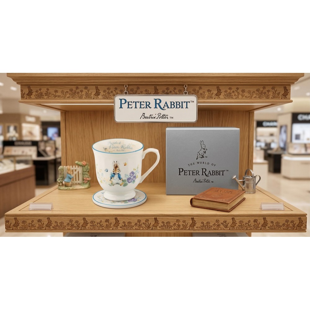 日本彼得兔 絕美碎花 英倫童話風 馬克杯(藍.橘)兩色-細節圖6