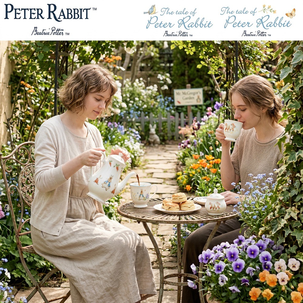 日本彼得兔 絕美碎花 英倫童話風 馬克杯(藍.橘)兩色-細節圖8