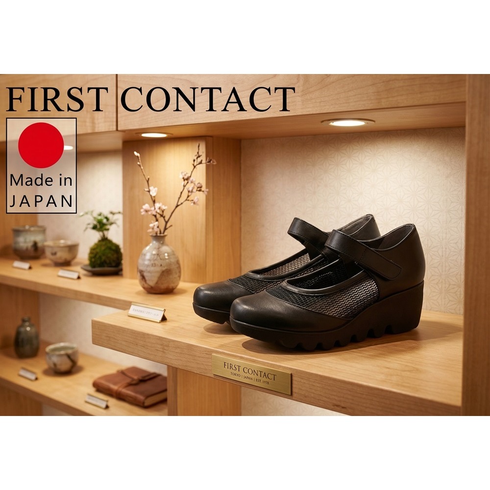 日本 FIRST極致輕盈 透氣網布 魔鬼氈設計 減壓厚底鞋-細節圖2