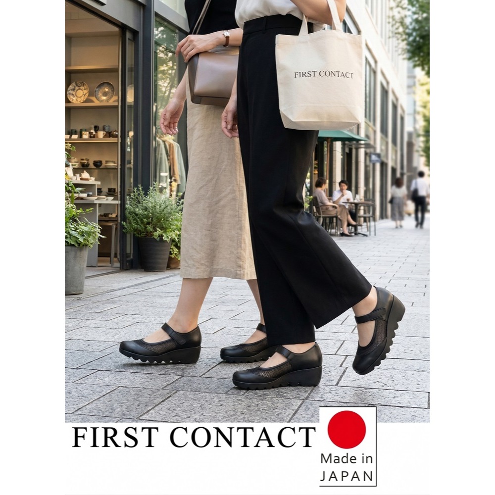 日本 FIRST極致輕盈 透氣網布 魔鬼氈設計 減壓厚底鞋-細節圖3