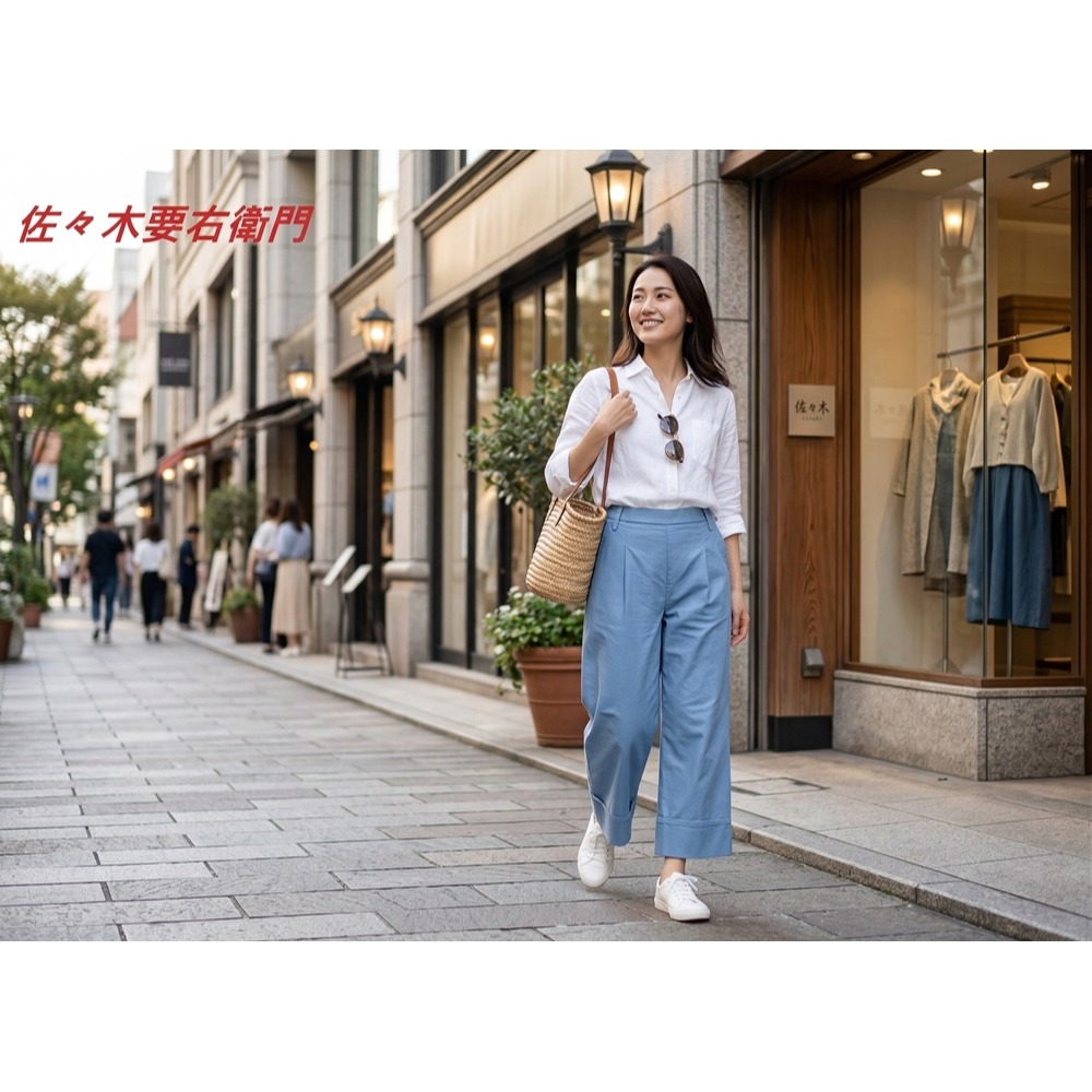 日本佐佐木要右衛門 棉麻彈力休閒褲(深藍.淺藍)兩色-細節圖6
